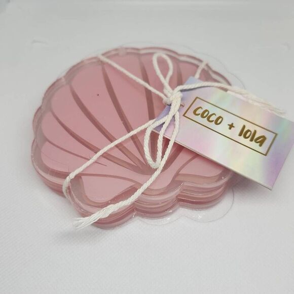 Coco + Lola Pink sea shell coasters new set of 4 - Picture 1 of 6